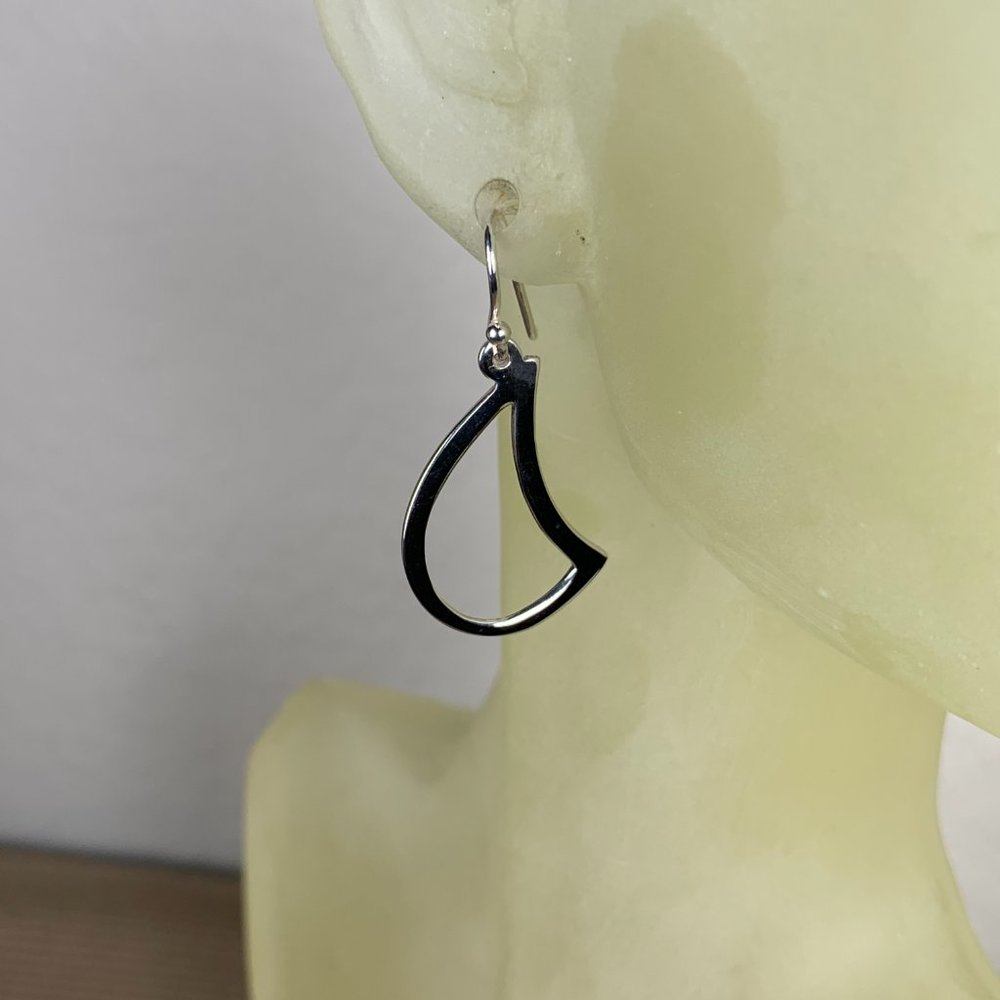 NEW Real Silver (not plated) Cut Out Cresent Loop Dangling Earrings